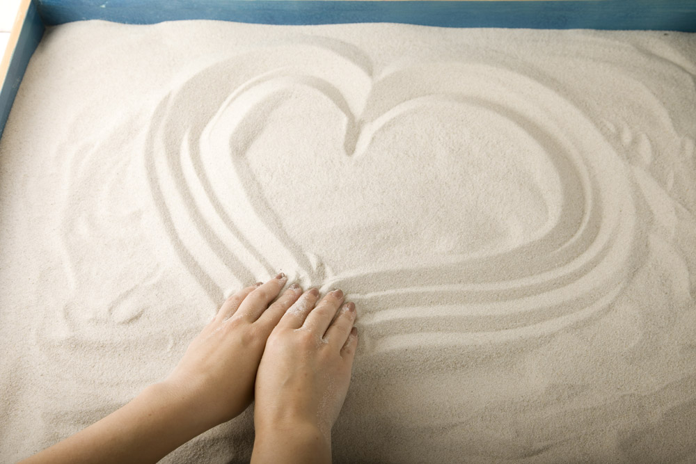 photo of sand therapy heart